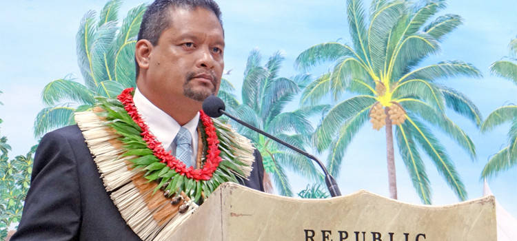 Newly elected President Casten Nemra spoke briefly to the nation at parliament following his election Monday. Photo by Hilary Hosia. Casten Nemra new RMI President