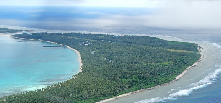 An aerial view of the main island in Wotje Atoll, that is expected to see a major solar power project reduce the island’s dependence on diesel-generated electricity. Photo: Isaac Mary. Solar to save RMI $$ millions