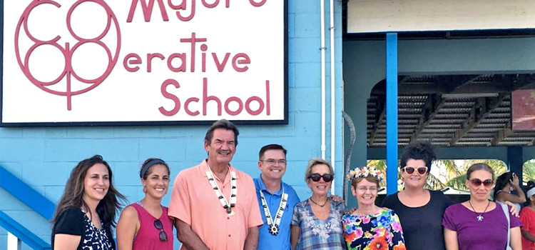 The WASC team at Co-op, from left: Kristin Olson Hogan (Elementary Principal), Emily Dale (3rd grade teacher and Self-Study Coordinator), Jim Denight (WASC chair), Fred Murphy (visiting committee member), Marsha Taylor (visiting committee member), Linda Reser (visiting committee member), Chelsea Armstrong (Middle/High School Principal), and Stephanie Douglas (High School Science and Curriculum committee Chair). WASC likes Co-op, Assumption