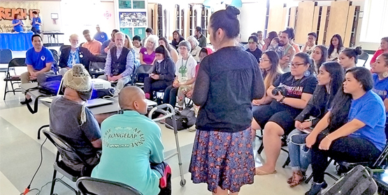 Marshallese Education Initiative’s Tina Stege leads a session of the nuclear summit in Oregon. Nuclear summit held in Oregon