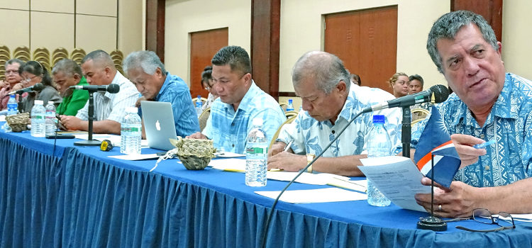 The annual Joint Committee Meeting was held Wednesday at the ICC in Majuro with a lineup of United States government officials, including Kwajalein Commander Col. Michael Larsen, in attendance at the annual dialogue on military-related issues. The RMI team was led by Foreign Minister John Silk (right), and Senator Maynard Alfred, Minister Kalani Kaneko, Kwajalein Senators Alvin Jacklick and David Paul, Kwajalein Mayor Hirata Kabua, and Chief Secretary Justina Langidrik. Photos: Hilary Hosia. Toxic fish focus of JCM talks