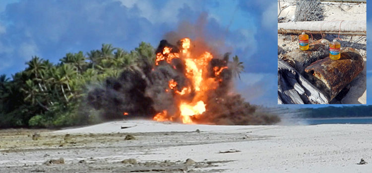 Two World War II sea mines were detonated on Mili Atoll recently as part of an ongoing “de-mining” program in the RMI. Bomb goes off in a Mili-second