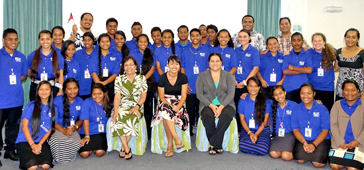 President Hilda Heine joined students, instructors and partners of the USP Summer Science Camp’s Coral Reefs and Climate Simulation at the Marshall Islands Resort’s Melele Room. Photo: Hilary Hosia. Coral stars at summer camp