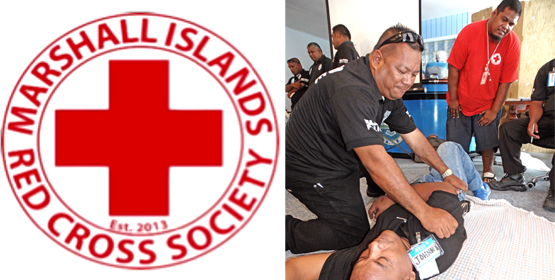 The entire MALGov police force is undergoing life saving and first aid training under the direction of the Marshall Islands Red Cross. Photo: Isaac Marty. Local police get Red Cross training