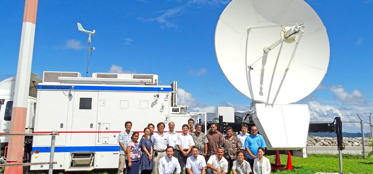 The Japan Aerospace Exploration Agency team with the rocket monitoring equipment at the airport. Photo: Hilary Hosia. Majuro to monitor rocket launch
