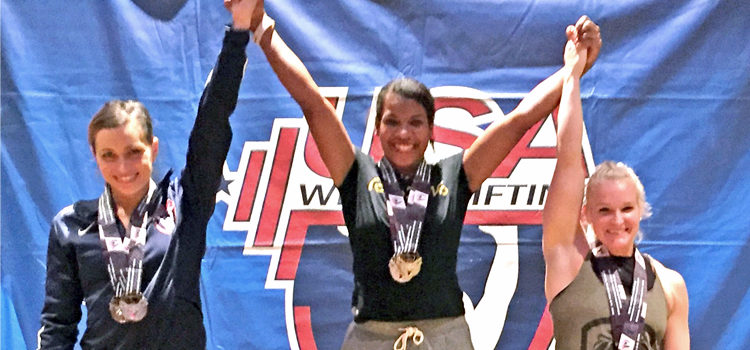 RMI’s Mattie Sasser took gold at the American Open weightlifting competition earlier this month, defeating 63 American lifters in her weight category, including American senior record holder Jessica Lucero (left) who came in second, and Sarabeth Phillips, who took the bronze. Mattie tops US lifting competition