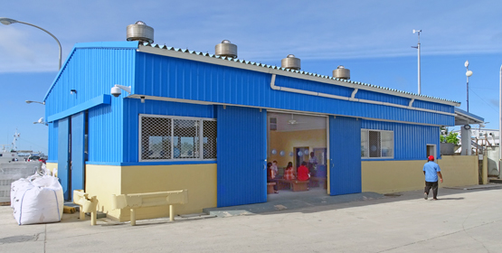 The newly opened passenger terminal at Uliga Dock, where most vessels in domestic service load passengers and cargo. Photo: Hilary Hosia. New Uliga Dock facility opened