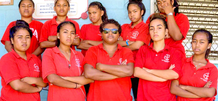 Majuro Co-op High School’s defending champion basketball team is looking for its eighth straight high school championship this week in Majuro. Photo: Kiran Datwani. Girls basketball showdown