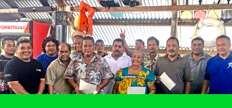 Micronesian Conservation Trust Director Willy Kostka, right, joined owners of the Yela Ka Forest Reserve in Kosrae recently to make the annual $21,000 payment for the conservation area. Money does grow on trees!