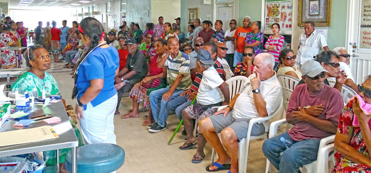 Local patients crowded the outpatient department at Majuro hospital over the past two weeks to see the visiting Canvasback Missions’ eye doctors. Photo: Hilary Hosia. US eye docs restore sight
