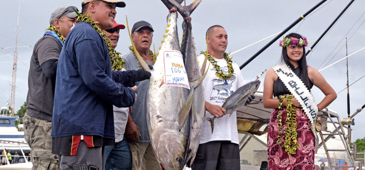 Team Marah shows off its winning 106 pound yellowfin and other tuna at the 35th Annual Marshalls Billfish Club Fishing Tournament this past weekend. Photo: Karen Earnshaw. Lots of marlin at fish tourney