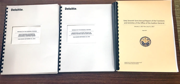 FY2016 audit reports delivered by the RMI Auditor General Junior Patrick to Nitijela at the opening of the current session of parliament. May’s work cuts $ issues