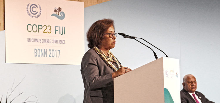 President Hilda Heine speaks to COP23, the global climate summit, in Bonn, Germany. Hilda: 1.5 to stay alive