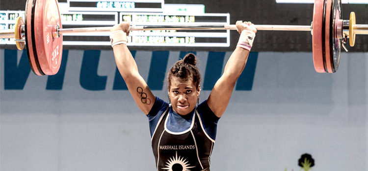 The award podium at the Pacific Mini-Games in Vanuatu last week, with Mattie Sasser in the middle receiving three gold medals. She defeated Amanda Gould of New Zealand, left, and Maximina Uepa of Nauru. Photos: Peter Carroll, Van 2017 Media. Mattie smashes Pacific Games records