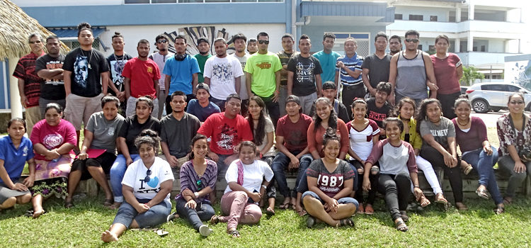Marshallese Job Corps students from the Waimanalo and Maui campuses joined with National Training Council staff during a day-long gathering at CMI last week. Photo: Kelly Lorennij. Job Corps students get internships