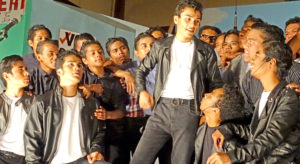 The T-Birds and male ensemble strut their stuff at the ICC stage earlier this week for the performance of Grease. Photo: Hilary Hosia.