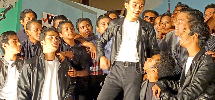 The T-Birds and male ensemble strut their stuff at the ICC stage earlier this week for the performance of Grease. Photo: Hilary Hosia. Grease is rocking Majuro
