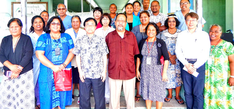Foreign Secretary Bruce Kijiner (center) joined Japan Ambassador Hideyuki Mitsuoka and Ministry of Health and Human Services staff to handover equipment for Majuro and Ebeye hospitals. Majuro, Ebeye hospitals benefit