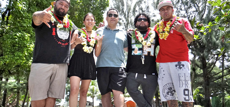 Daniel Kramer, center, has pulled together an amazing group of musicians who will showcase their talents at this Saturday’s Spring Break Beach Bash at Laura Beach. Both local and off-island stars will play, including this group that arrived Monday. From left: Tunez Moananu, Eli Mac, Kramer, Sherwin Milne deBrum and Kaipo Kapua. Photo: Hilary Hosia. Majuro’s music extravaganza