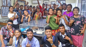 Ebeye students at Majuro's Alele Museum last week. Photo: Hilary Hosia.