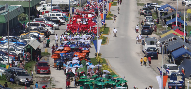 The 39th anniversary of Constitution Day Tuesday brought out hundreds of residents for a parade to the capital building area, where the official ceremony was held. Numerous sports events highlighted the day. Photo: Hilary Hosia. Heine: Everyone ‘pull their weight’