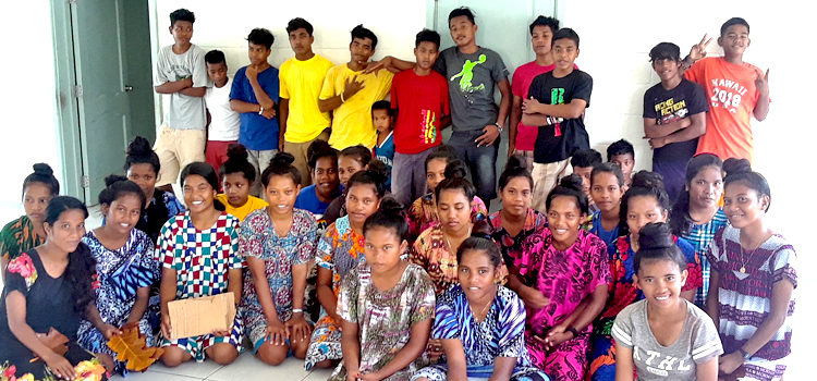 Students from Jaluit High School, Marshalls Christian High School at Rongrong Island and the College of the Marshall Islands in Majuro are currently on Ebon Atoll for a summer program. Photo: Ione deBrum. Ebon focuses on local food