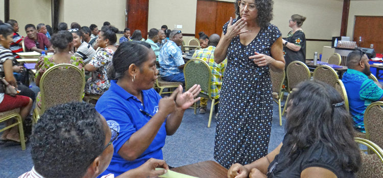 Special Education teachers and trainers conversed recently at a Summer Institute workshop held at the International Conference Center in Majuro. Photo: Hilary Hosia. RMI ramps up Special Ed action