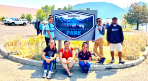 New students at Eastern Oregon University on a field trip to Wallowa County Park are, from left: Yumiko Mark, Laura Slinger, Paulina Anjolok, Nerita Jude, Junior Junious and Laforce Ketwan.