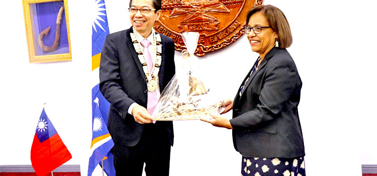 President Hilda Heine welcomed new Taiwan Ambassador to the Marshall Islands Jeffrey SC Hsiao last week in Majuro. Photo: RMI Office of the President. New ROC envoy in Majuro