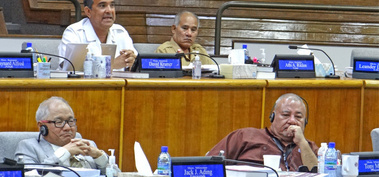 Majuro Senator David Kramer asks who received an envelope and where is the information on the SOV? Photo: Hilary Hosia. SOV, RASAR dominate Nitijela