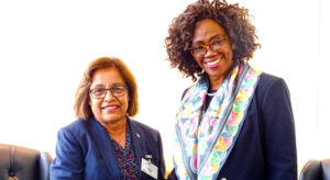 Marshall Islands President Hilda Heine and Costa Rica Vice President Epsy Barr in New York City. Photo: Kelly Lorennij.