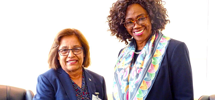 Marshall Islands President Hilda Heine and Costa Rica Vice President Epsy Barr in New York City. Photo: Kelly Lorennij. Heine, Costa Rica VP connect