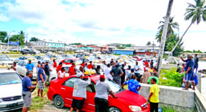 Dozens of taxi drivers met Tuesday at Delap Park to approve a fare increase. Hilary Hosia.