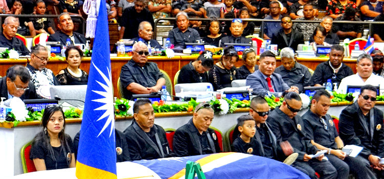 The late Vice Speaker Tomaki Juda was honored with a state funeral at Nitijela Monday this week. Photo: Hilary Hosia. Tomaki honored in RMI