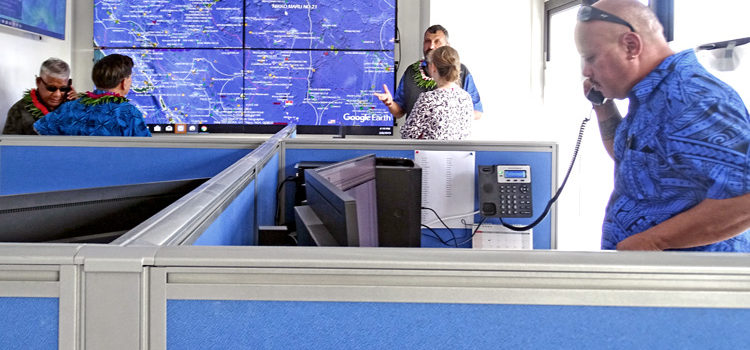 The new MIMRA headquarters command center for fisheries monitoring and surveillance includes a real-time projection of the locations of hundreds of fishing vessels across the western Pacific Ocean. Photo: Kelly Lorennij. MIMRA hits new milestones