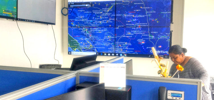 The fisheries surveillance command center at the new MIMRA headquarters features a constantly updated large screen presentation showing the locations of all fishing vessels in the Pacific region. Photo: Giff Johnson. MIMRA opens new high-tech HQ