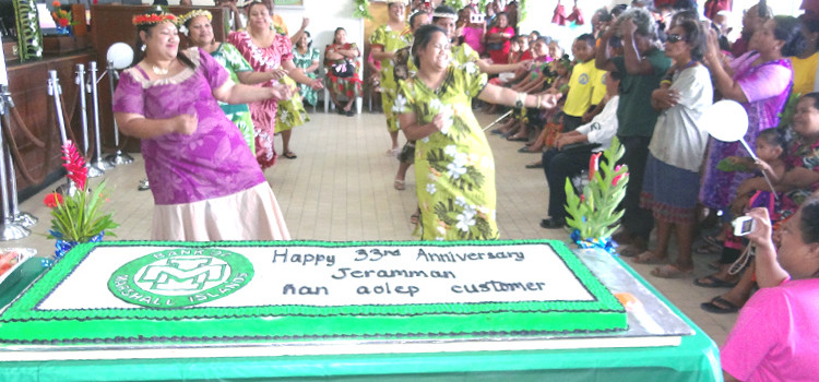 Bank of Marshall Islands ladies wow the crowd with their energetic dancing. Photo: Giff Johnson Happy 33rd birthday to our bank