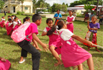 Long Island Elementary School students compete in a tug o war game. Photo: Isaac Marty LIES in tug-of-war