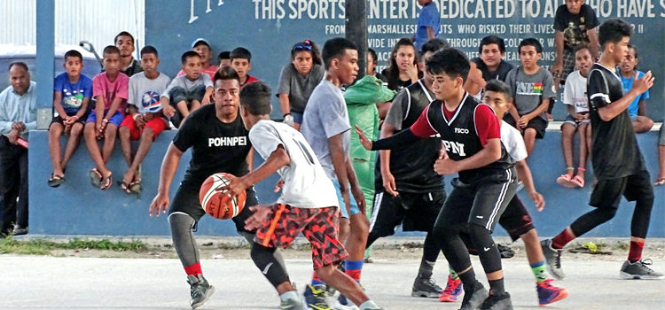Team Pohnpei won all three games it played with Majuro Baptist Christian Academy, Laura Public School and Majuro Middle School. The final with Middle School, pictured here, showed junior-level basketball at its best. Final score, in overtime: Pohnpei 77, Majuro Middle School 75. Team Pohnpei sweeps Majuro