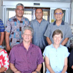 Pictured back row are board members Daniel Kramer, Harry Herming, Simpson Lalej, Frederick Nysta, chair Dr. Alex Pinano, Witten Philippo, and Russell Langrine. In the front row are administration officer Telbi Jason, Secretary General Jack Niedenthal, Head of the Marshall Islands branch of the International Federation of the Red Cross Society Valerie Hunnam, and board member Francyne Wase. Photo: Hilary Hosia