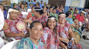 Doris Lani, Salome Alfred and Herine Hampton enjoy fellowship. Photo: Judy Bennett.