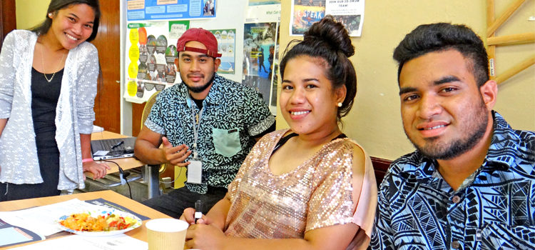 Many agencies and non-goverment groups, including Jo-Jikum and Marshall Islands Conservation Society, sponsored booths at this week’s National Oceans Symposium. From left: Mayoli Maddison, Johnty Erra, Malynn Andrew and Bryant Zebedy. Photo: Hilary Hosia. RMI hits ‘home run’
