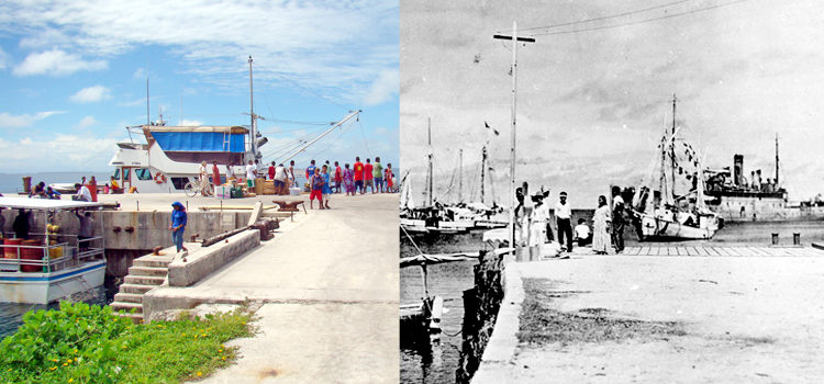 The Jabor, Jaluit dock shown in this 2010 Journal file photo (left), and the 1930s photo of the Jaluit dock that was claimed to show famous American aviatrix Amelia Earhart sitting on the dock in 1937. Jaluit photo goes viral