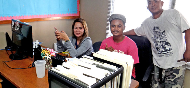 The School Enrichment Program, an entity under PSS, wasted no time moving in to the new office space at the former RMI/USP Education Project facilities. Photo: Hilary Hosia. One stop education shop