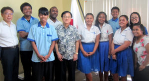 Assumption students joined with Japan Ambassador Hideyuki Mitsuoka prior to departure to Japan for the high school summit.