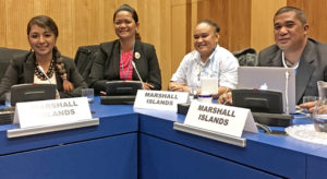 At the workshop in Vienna, Austria, from left: Kristina Reimers, Candice Guavis, Lyla Lemari and Damiee Riklon.
