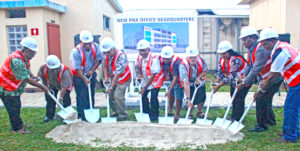 Representatives of the Parties to the Nauru Agreement 9PNA) break ground for their new HQ building in Majuro. Photo: Rebecca Lathrop.