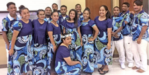 Nursing students at the College of the Marshall Islands held their annual Candle Light Vigil recently, a tradition in nursing training programs at the halfway mark. Those getting together for the event included, back row from left: Patrick Ronald, Bolen Nenam, Leson Riklon, Ryan Kiboi, Roland Peter, Neil Alee, Jotai Jotai, and Daneld Shabazz. In the front, from left: Norma Konno, Biyolani Hazzard-Pedro, Phillian Nedlic, Josephine Aias, Rubyna Hemon, and Ugine Kaipas. In front is Sharleen Silluk.