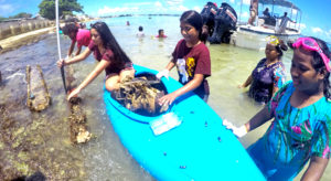 Dozens of young people got out to clean up the Uliga lagoon last weekend as part of World Oceans Day celebrations. Photo: Lyla Lemari.