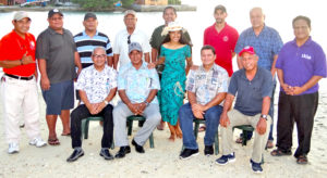 Miss Urok Moritha Milne happily went to center stage in this photo of the Urok Club board members. They joined with her as part of launching the excitement for the club’s annual two-day bottom fishing tournament that starts this Friday. Photo: Hilary Hosia.